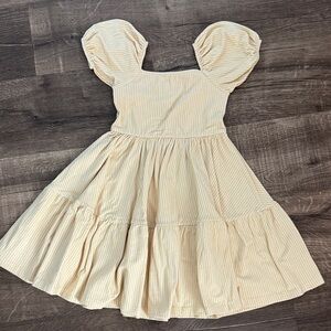 Alice+Ames Juliet dress Yellow/Cream Stripe Puff-Sleeve tiered skirt size 6